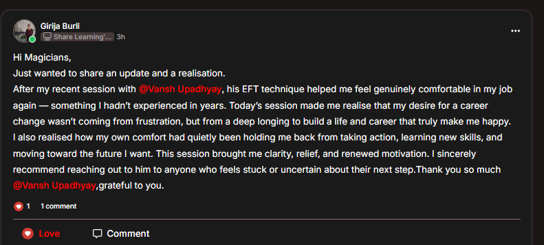 Testimonial from Girija Burli