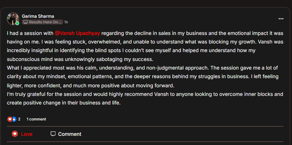 Testimonial from Garima Sharma